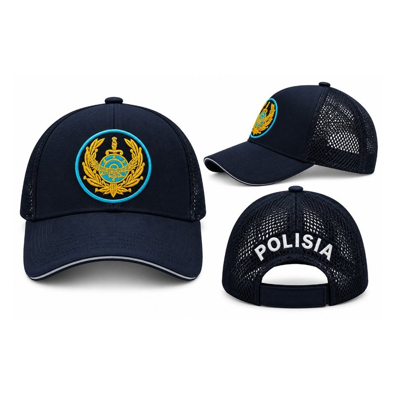 Бейсболка с сеткой, эмблемой и надписью POLISIA
